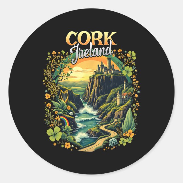 Cork Ireland Vacation Trip Travel Irish Souvenir  Classic Round Sticker (Front)