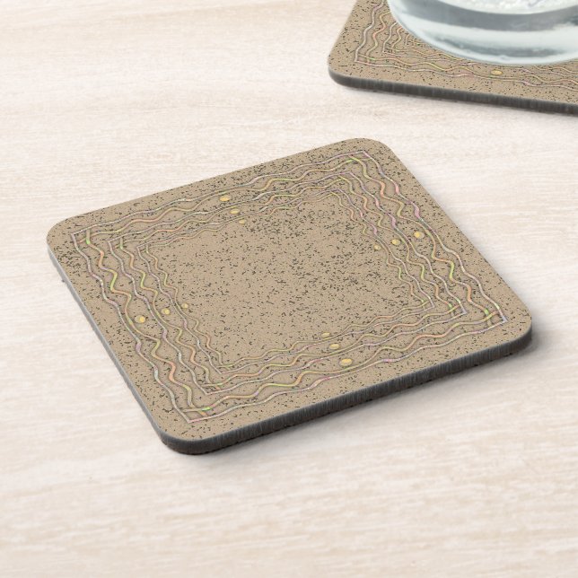 Cork Pattern with Wavy Lines Coaster (Left Side)