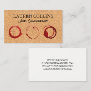 Cork Texture   Wine Glass Stains Business Card