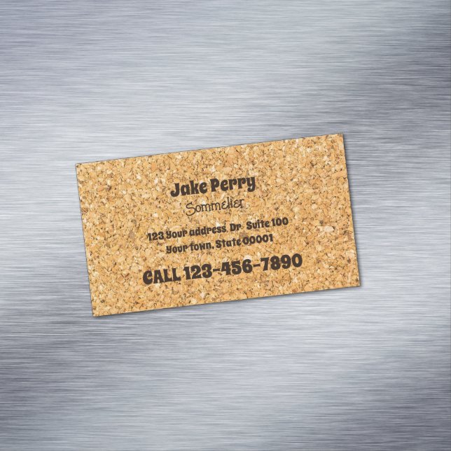 Cork Wine Consultant Magnetic Business Card (In Situ)