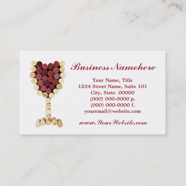 Cork Wine Glass Business Cards (Front)