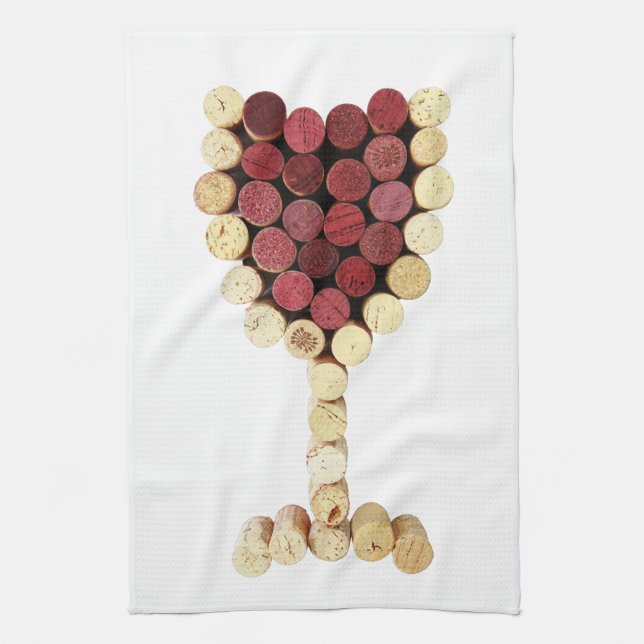 Cork Wine Glass Kitchen Towel (Vertical)