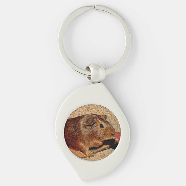 Corkboard Look Guinea Pig Key Ring (Front)