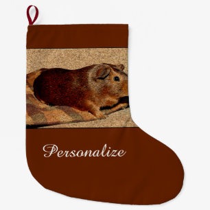 Corkboard Look Guinea Pig Large Christmas Stocking