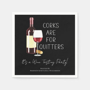 "Corks Are For Quitters" Watercolor Red Wine Party Napkin