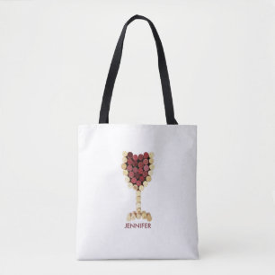 Corks Wine Glass Personalised Tote Bag