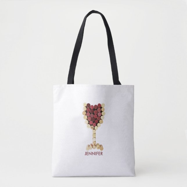 Corks Wine Glass Personalised Tote Bag (Front)