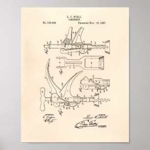 Corkscrew 1897 Patent Art - Old Peper Poster