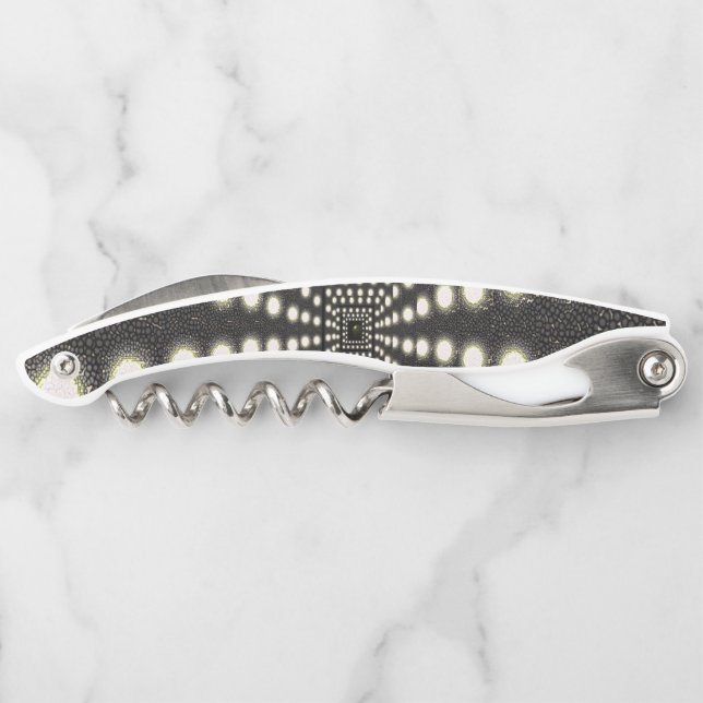 Corkscrew Bottle Opener Black and White (Back)