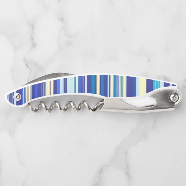 Corkscrew Bottle Opener Blue Stripe (Back)