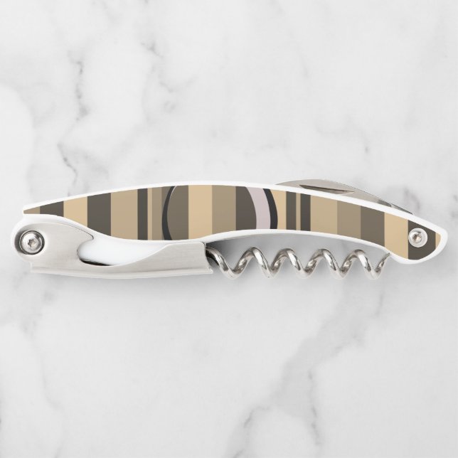 Corkscrew Bottle Opener Brown and Beige (Front)