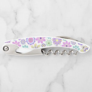 Corkscrew Bottle Opener Floral