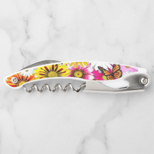 Corkscrew Bottle Opener Floral