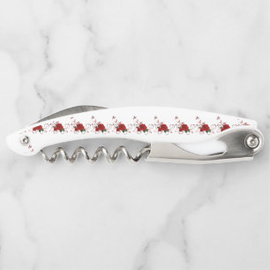 Corkscrew Bottle Opener Floral Red Rose
