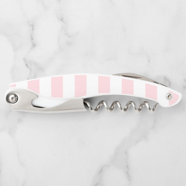 Corkscrew Bottle Opener Pink & White Stripe (Front)