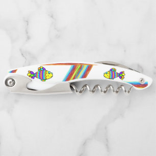 Corkscrew Bottle Opener Stripe Fish