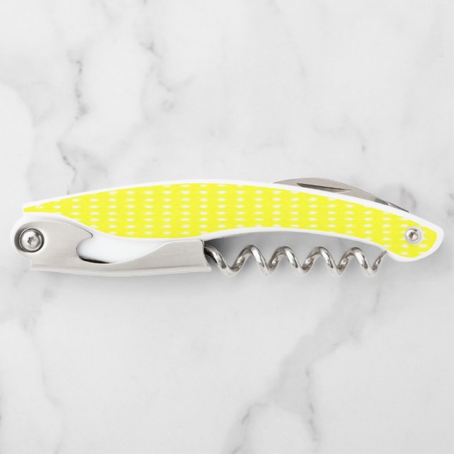 Corkscrew Bottle Opener Yellow and White (Front)
