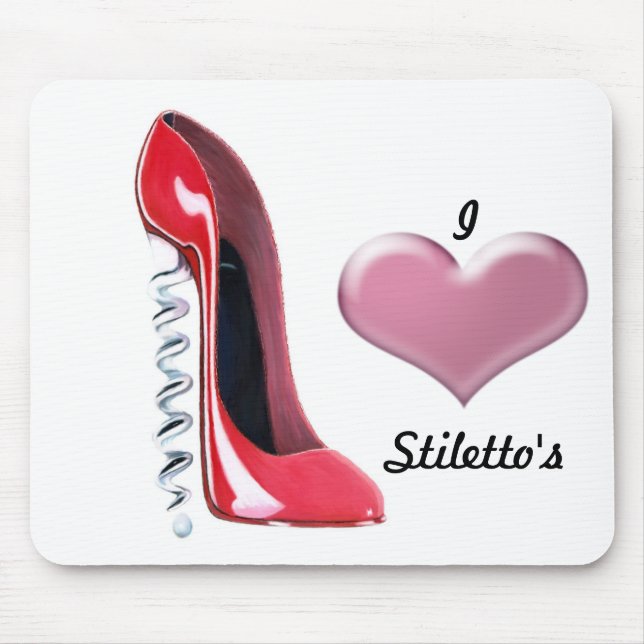 Corkscrew Heel Red Stiletto Shoe Art Mouse Mat (Front)