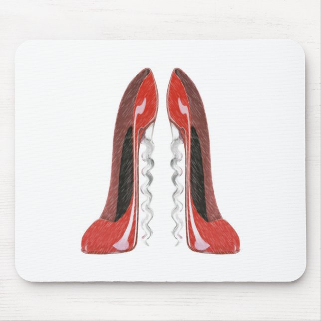Corkscrew Red Stiletto Shoes Mouse Mat (Front)