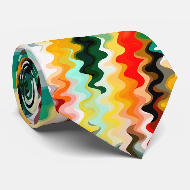 Corkscrew Shaped Black and White Pattern Tie (Rolled)