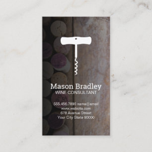 Corkscrew Wine opener   Corks on Table Business Card
