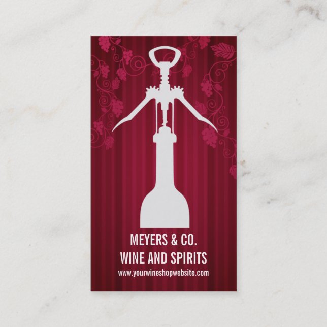 Corkscrew Wine Shop Business Card (Front)