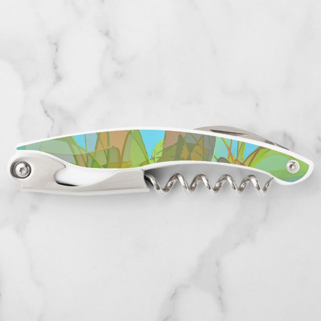 Corkscrew with Abstract Teal Design (Front)