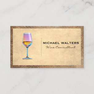 Corkscrew   Worn Brown Leather Trim Business Card