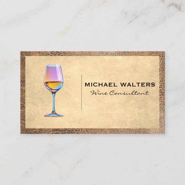 Corkscrew | Worn Brown Leather Trim Business Card (Front)