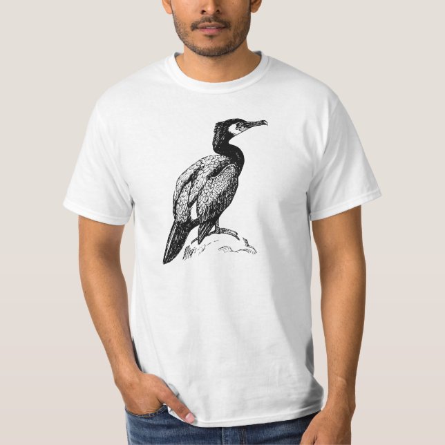 Cormorant Bird Art T-Shirt (Front)