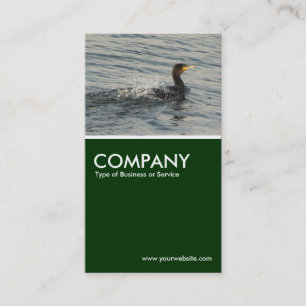 Cormorant Learning to Swim - Dark Green Business Card