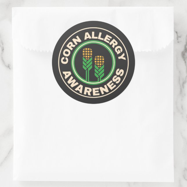 Corn allergy Awareness Logo Classic Round Sticker (Bag)