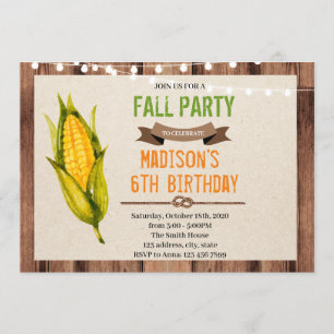 Corn birthday theme party invitation