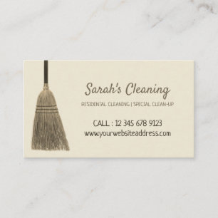 Corn Broom Cleaning janitorial Business Card