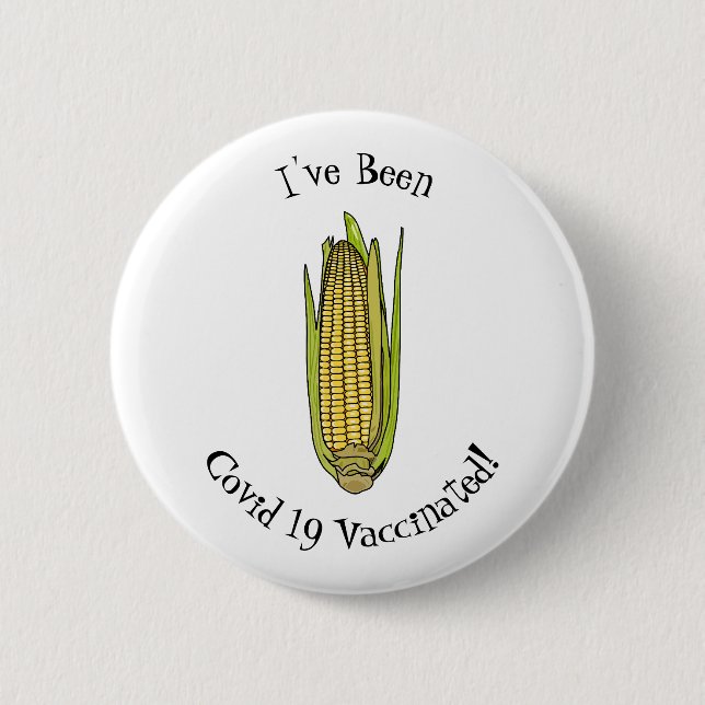 Corn cartoon illustration 6 cm round badge (Front)