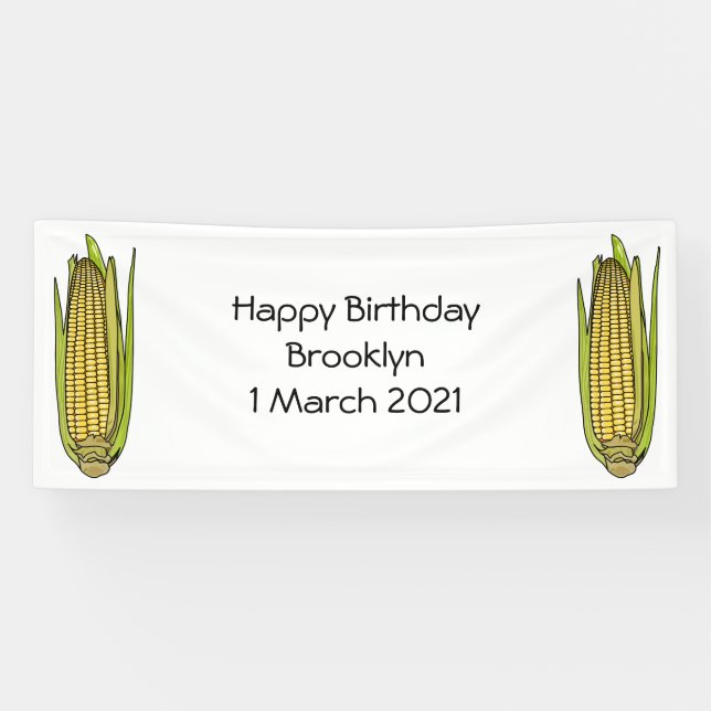 Corn cartoon illustration banner (Horizontal)