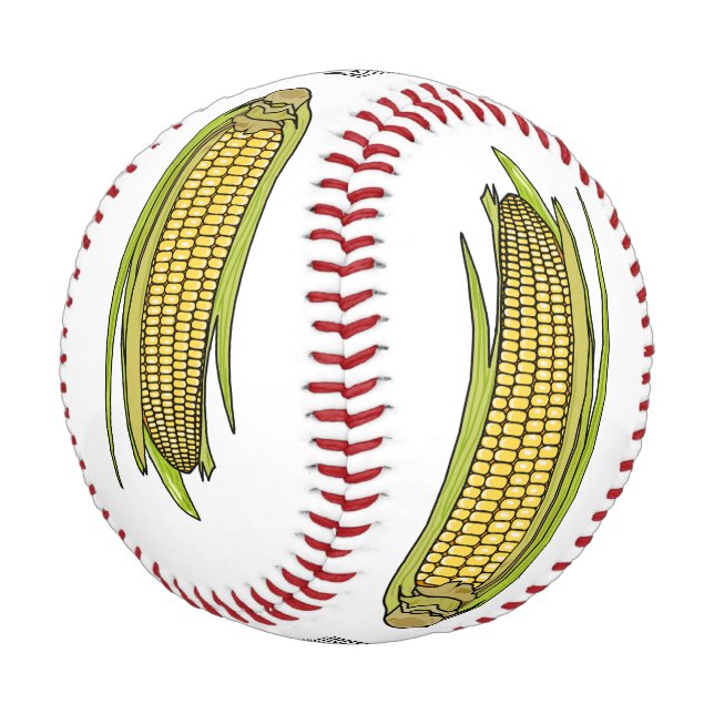 Corn cartoon illustration  baseball (Angled)