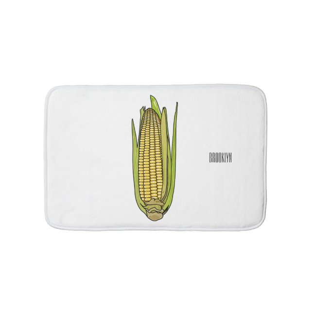 Corn cartoon illustration  bath mat (Front)