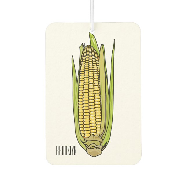Corn cartoon illustration  car air freshener (Front)