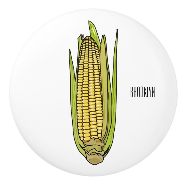 Corn cartoon illustration  ceramic knob (Front)
