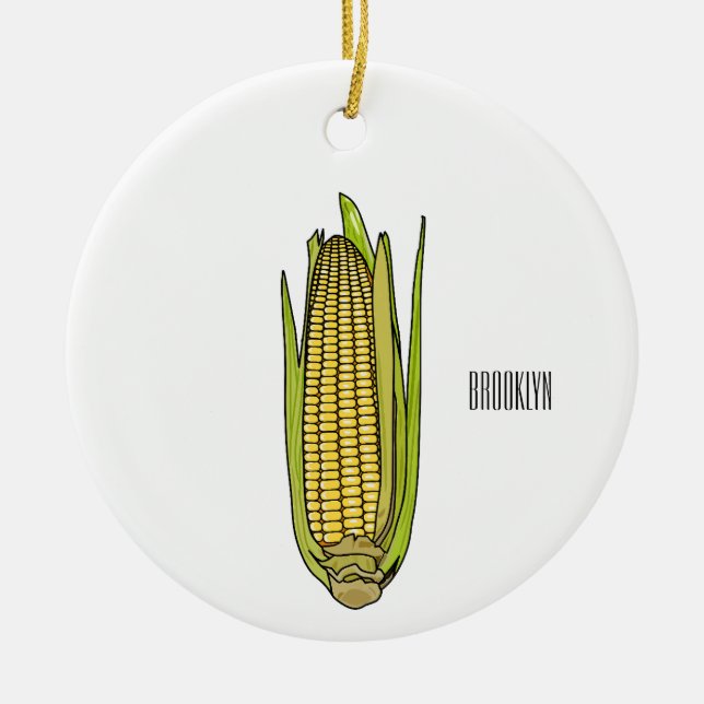 Corn cartoon illustration  ceramic tree decoration (Front)