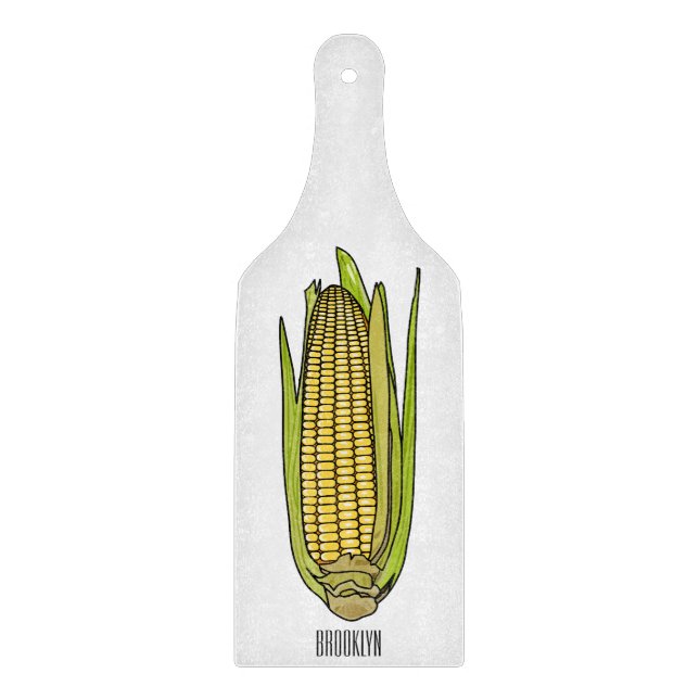 Corn cartoon illustration  cutting board (Front)