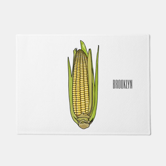 Corn cartoon illustration  doormat (Front)