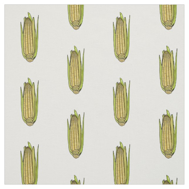Corn cartoon illustration fabric (Swatch)