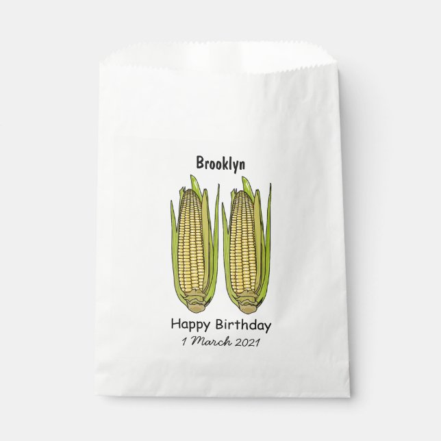 Corn cartoon illustration favour bags (Front)