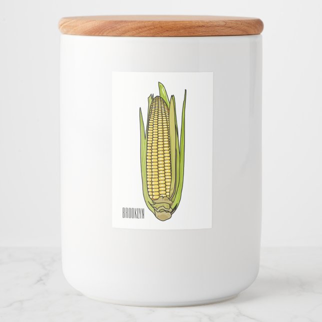 Corn cartoon illustration  food label (Front)