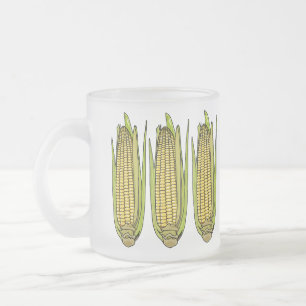 Corn cartoon illustration  frosted glass coffee mug