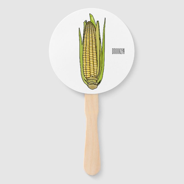 Corn cartoon illustration  hand fan (Front)