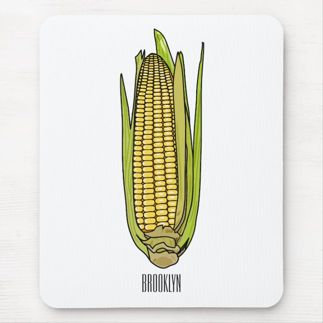Corn cartoon illustration  mouse mat (Front)