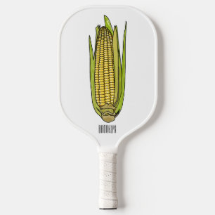 Corn cartoon illustration  pickleball paddle